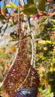 New artwork:
Title: Celestial Seed Pod
Size:small
Series: May 2025
Medium: Hand crocheted annealed magnetic copper & glass (copper will not patina)
Ready to hand indoors or outdoors
To purchase: DM me or will be uploaded to my website in 24 hours
About the work:
The Stars Pods that hang from are from the star system of Pleiades (The Seven Sisters). Pleiades is a galactic star nursey birthing new stars into our local universe, a place where new life merges into our galaxy. From blue star pods of heavenly creation cosmic star codes descend through the tree of life into the dust worlds of creations. According to many mystical traditions Pleiades connects to humanities origins in the stars and the Divine Mother.
Each sculpture has been uniquely hand crocheted with metal.
#jessicacurtis.artist #insearchofthedivine #sculptureart #sculpture_art #sculpture #sculptureartist #adelaideart #adelaideartist #australianart #australianartist #australianartists #outdoorsculpture #outdoorart #artforsale #seedpods #natureartist #natureart #artworkforsalebyartist #artworkforsale #sacredart #spiritualart