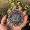 Om - 1000 Petal Lotus - Sacred Geometry Pendant Large Malachite