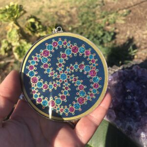 Circles of Creation Sacred Geometry Gemstone Pendant Large Lapis lazuli