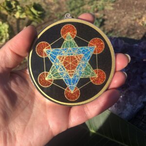 Metatrons Cube Sacred Geometry Gemstone Pendant Large Tourmaline