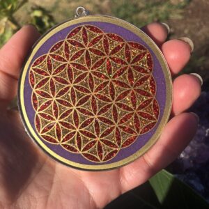 Flower of Life Sacred Geometry Gemstone Pendant Large Charoite
