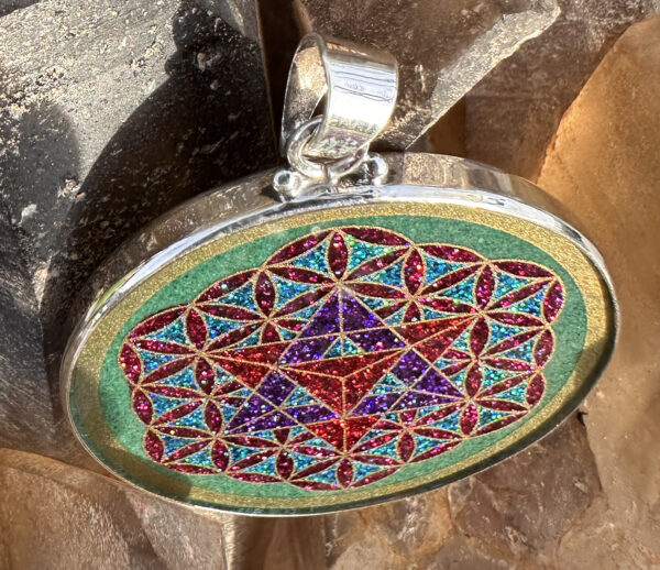 Star Tetrahedron & Flower of Life - Malachite - 038 - Image 2