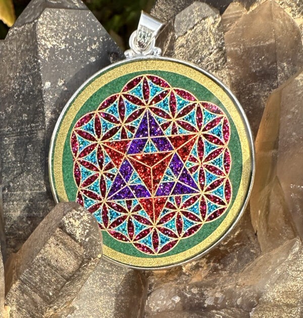 Star Tetrahedron & Flower of Life - Malachite - 038